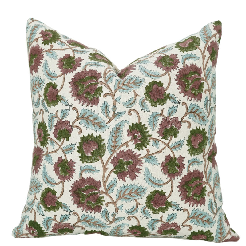 Housse de coussin imprimé à la main, housse de coussin bohème de couleur rouge et verte, coussin décoratif en lin fait à la main 20 po x 20 po, décoration artisanale - Mandakni