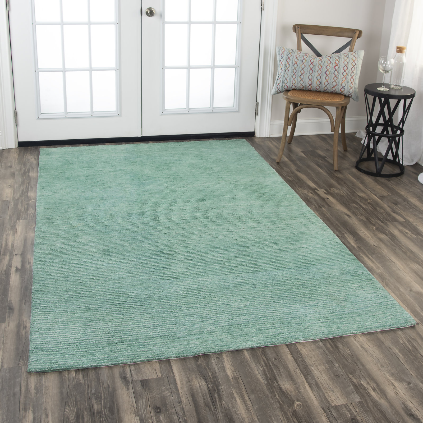 Waterton Aqua Blue Hand-Tufted Rug, Rectangle 7'6" x 9'6"