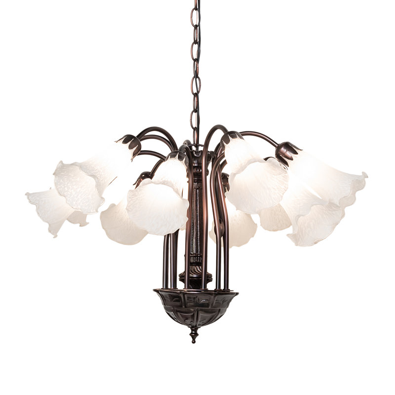 Tiffany 12 - Light Chandelier, White