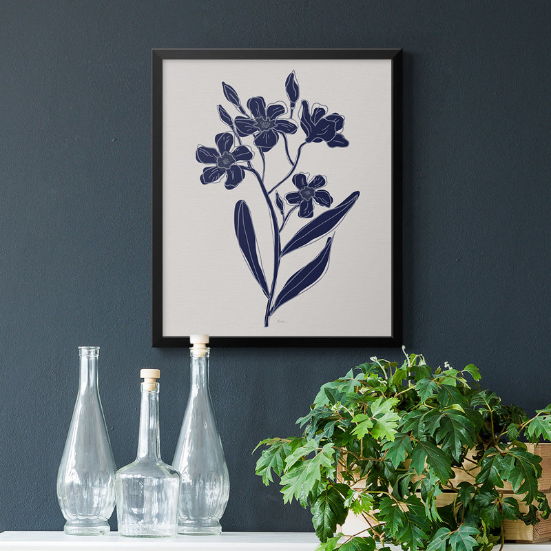 Toile encadrée de qualité supérieure Indigo Botanical Study II - prête à être accrochée, Noir, H 24 po x l 20 po