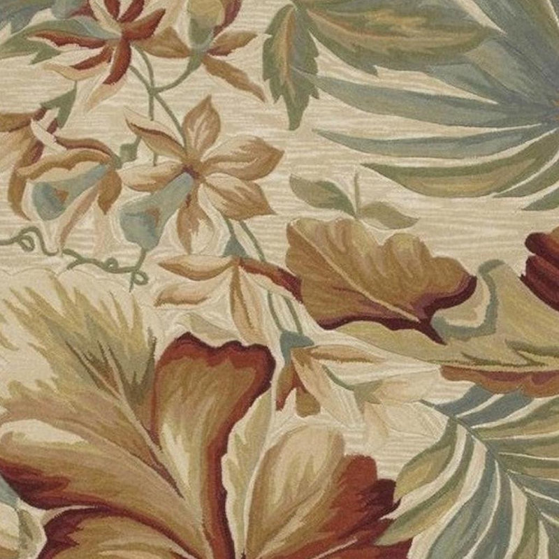 Tapis botanique tropical en laine touffeté à la main gris 9 pi x 12 pi