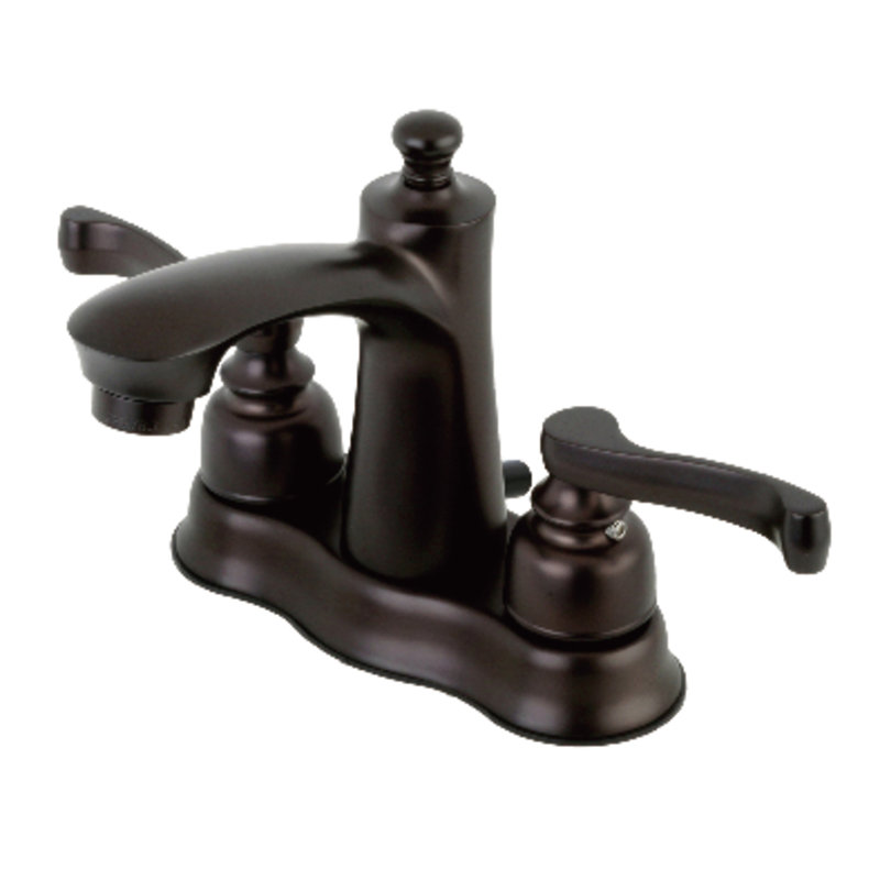 Kingston Brass Royale Two-Handle 3-Hole Deck Mount 4" Centerset Bathroom Faucet with Plastic Pop-Up, Oil Rubbed Bronze