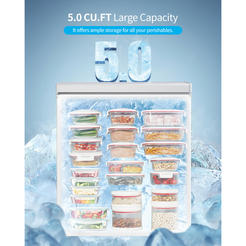 Chest Freezer, 5.0 Cu Ft Deep Freezer With Removable Storage Basket,  Top Open Door Freezer With 7 Level Adjustable Temperature, Compact Freezer With Top Open Door (white)