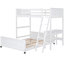 Lit simple superposé au dessus d'un lit double blanc avec bureau - pratique pour travailler et apprendre la qualité de votre maison-117512467