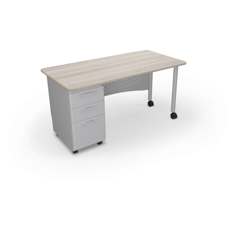 Bureau à caisson simple Avid (6030) trame neutre, Gris