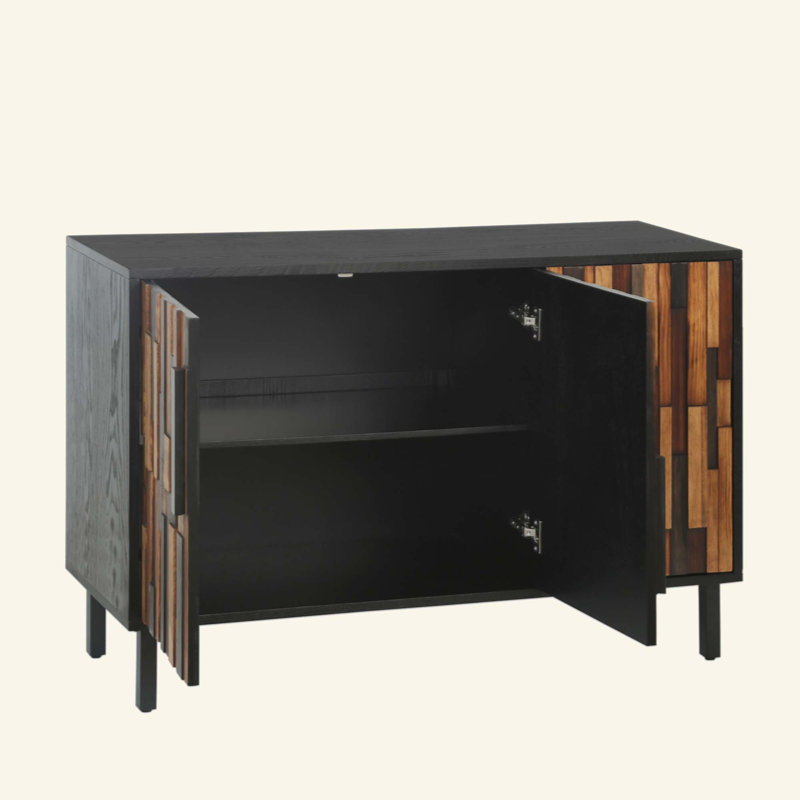 Buffet Farmhouse Rustic, H 30,98 po x l 47,24 po x P 15,74 po, Noir antique