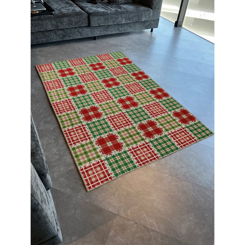 Tapis rouge / vert à motif de cadeaux de Noël, Tapis de couloir 3 pi 3,37 po x 6 pi 6,74 po