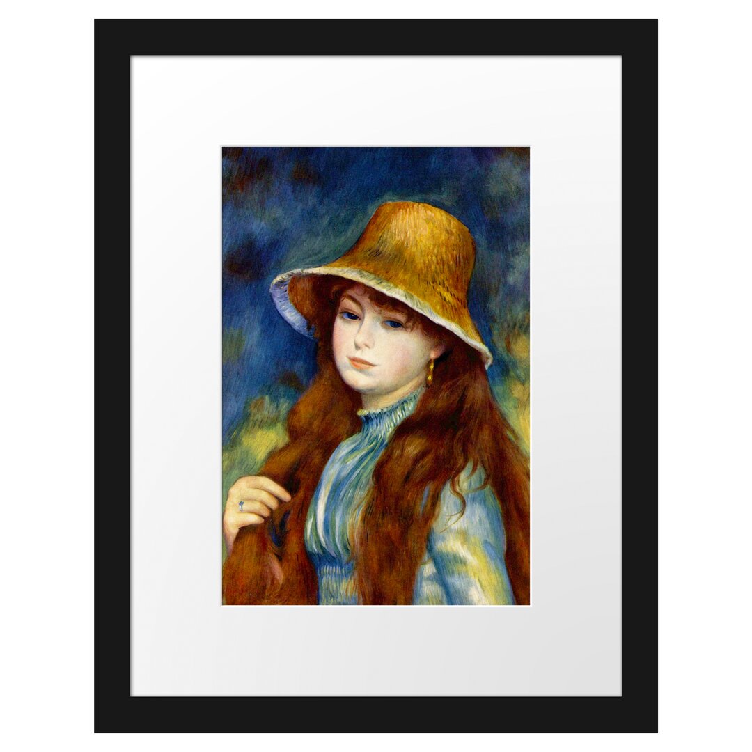 Gerahmter Kunstdruck Girl with Straw Hat von Pierre-Auguste Renoir