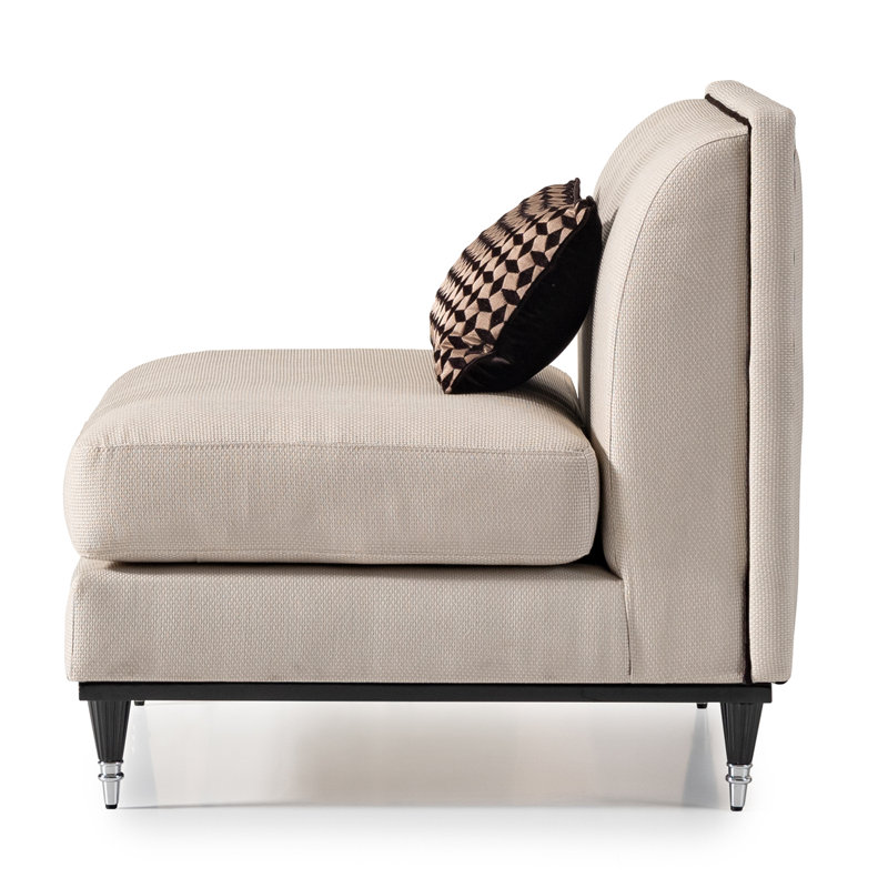 La Francaise 39'' Wide Slipper Chair, Cream/Ivory Polyester Blend