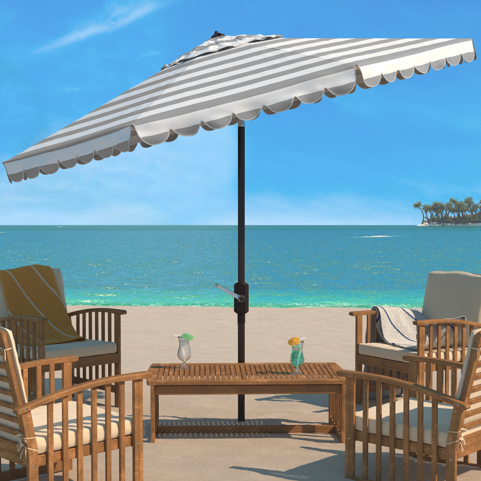 Avalee 10.8' Umbrella, Gray/White