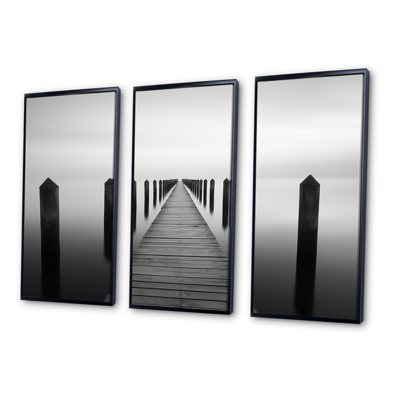 Ensemble de toiles murales monochromes en noir et blanc, Cadre flottant noir, H 28 po x l 36 po x P 1 po