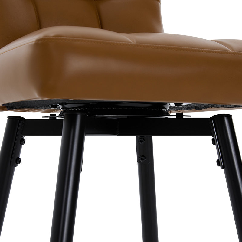 26"Swivel Upholstered Bar Stool, Brown, 3