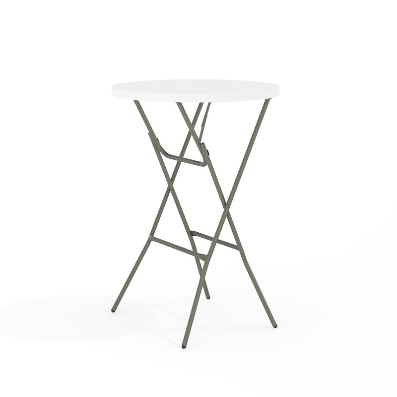 Gray Metal Bar Height Folding Table with White Plastic Top