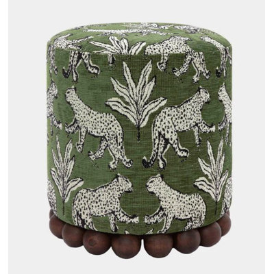 Leopard Print Fabric Round Ottoman