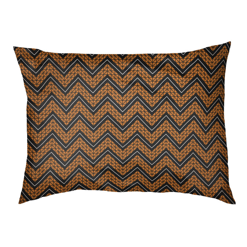 Coussin Chelan, Moyen (H 6,5 po x l 40 po x P 30 po), Orange / Noir