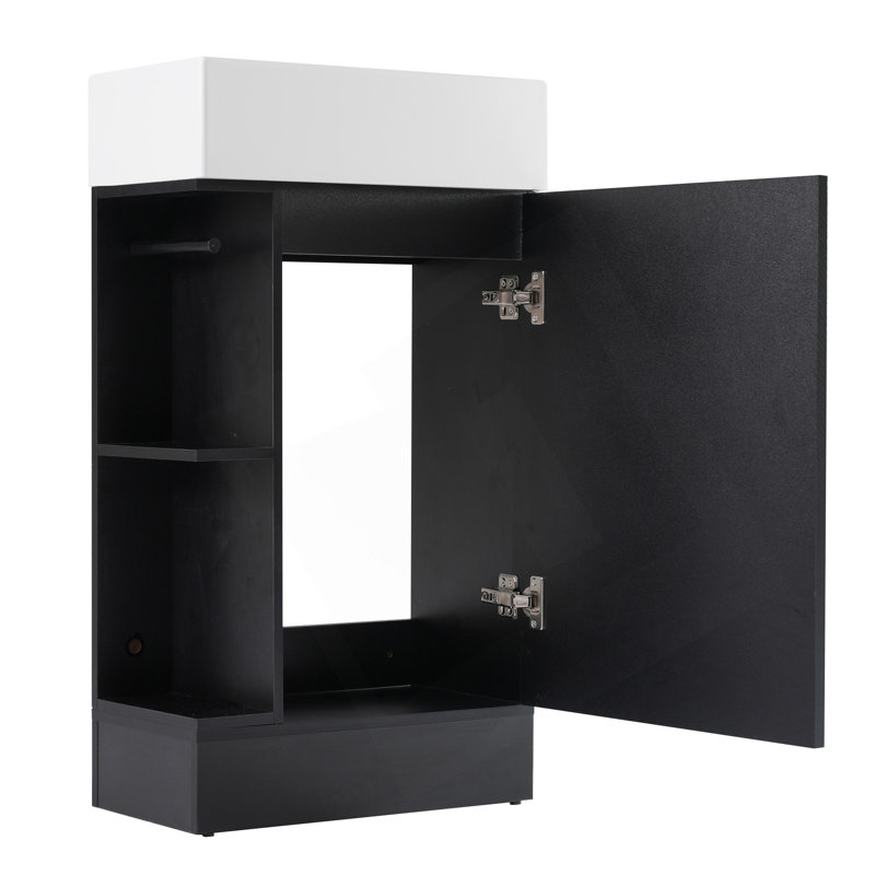 Meuble-lavabo 18,6 po avec lavabo en céramique, Noir