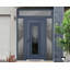 Porte d'entrée extérieure prémontée en acier Ballucio 6044 Gris Graphite, 2 fenêtres latérales et supérieures, inserts en acier inoxydable, style moderne, peinte, dimensions : L 14 + 36 + 14 x H 80 + 16, ouverture à droite vers l'intérieur-109403960-109403959