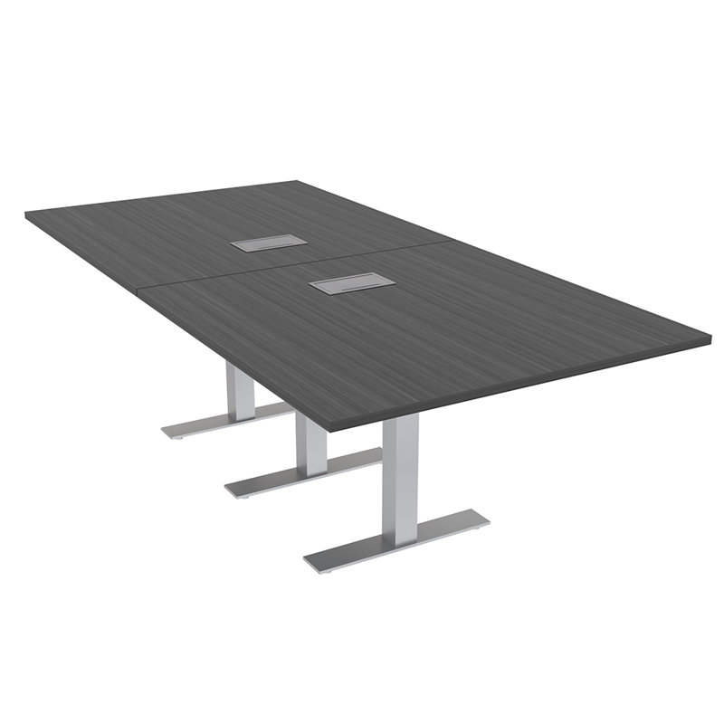 Table de conférence rectangulaire avec base en T en métal | Unité électrique, L 96 po x l 48 po, Nuit asiatique