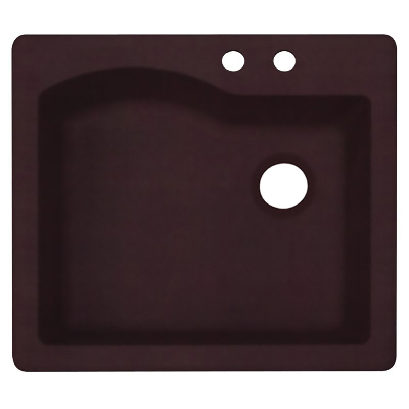 Évier de cuisine à double fixation l 25 po x p 22 po, Espresso, 2 trous 2B