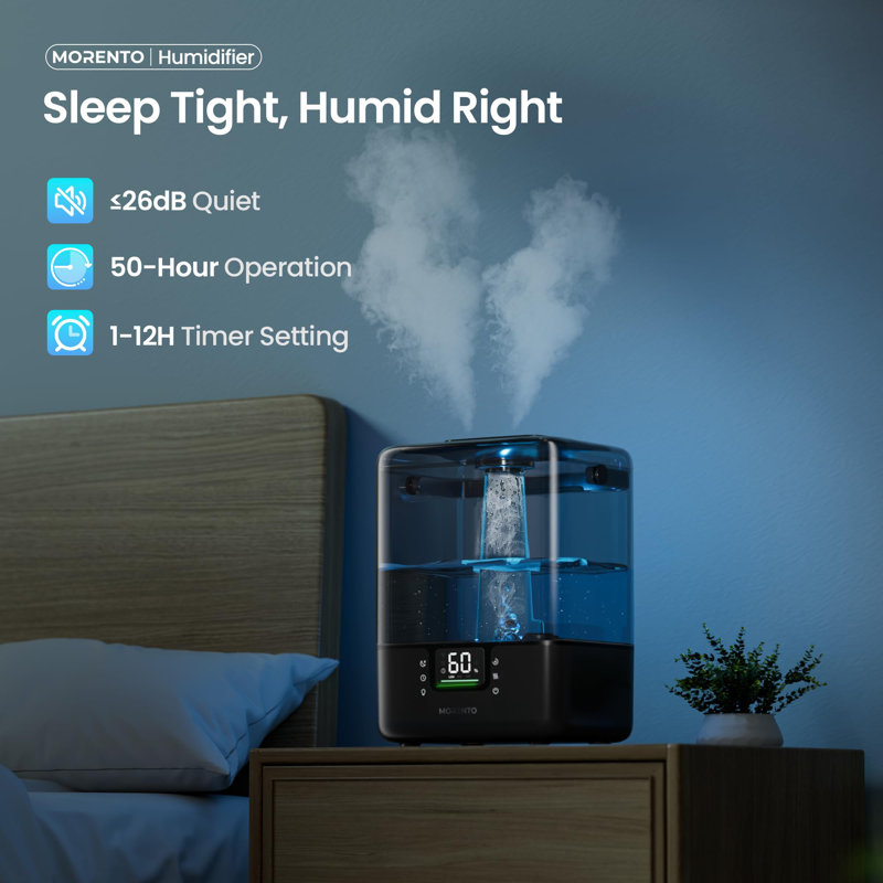 6L Cool Mist Top Fill Humidifier with Essential Oil Diffuser, Black