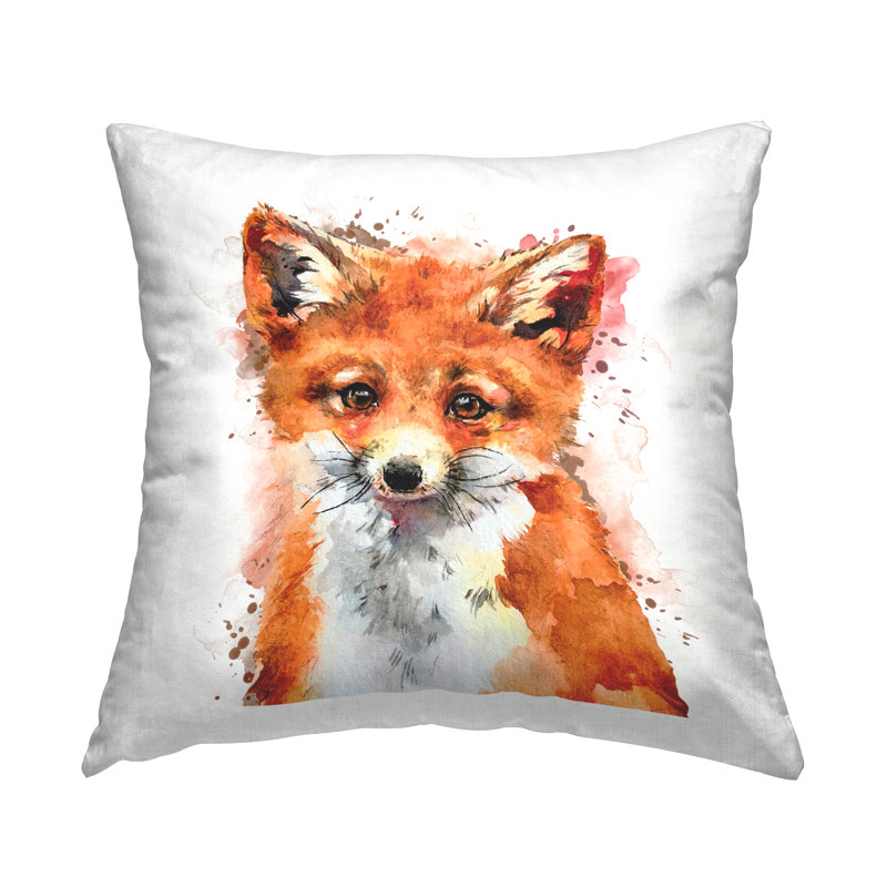 Motif de coussins décoratifs à imprimé aquarelle renard orange par Elephant Stock