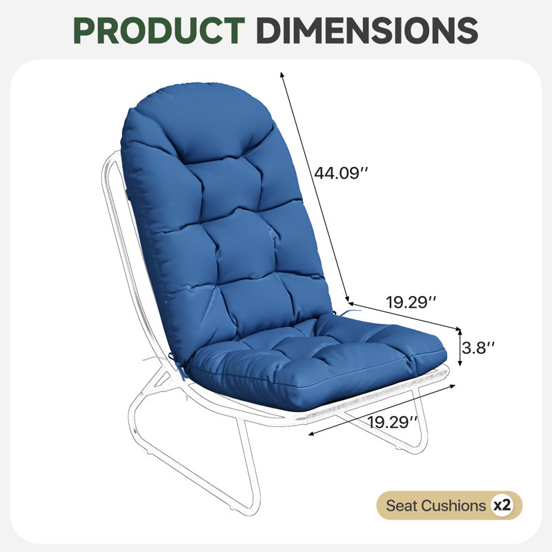 Coussin de siège / dossier d'extérieur 2 pièces pour chaise Adirondack, Marine