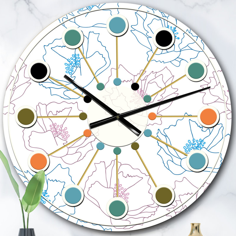 Horloge murale rétro Mid-Century, Surdimensionné