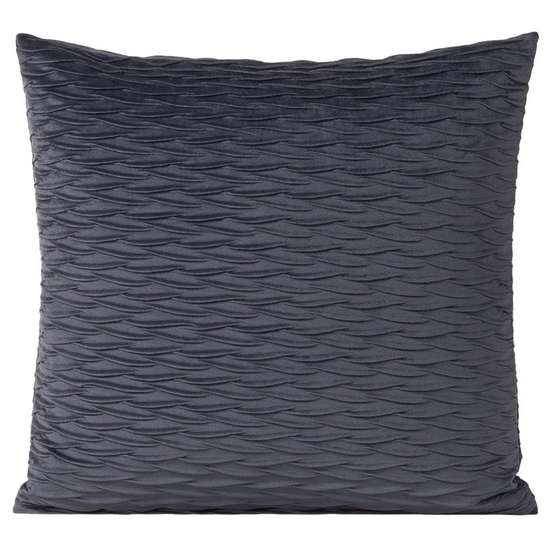 Fluctuate Pleated Velvet Throw Pillow, 16" x 16", Bluestone