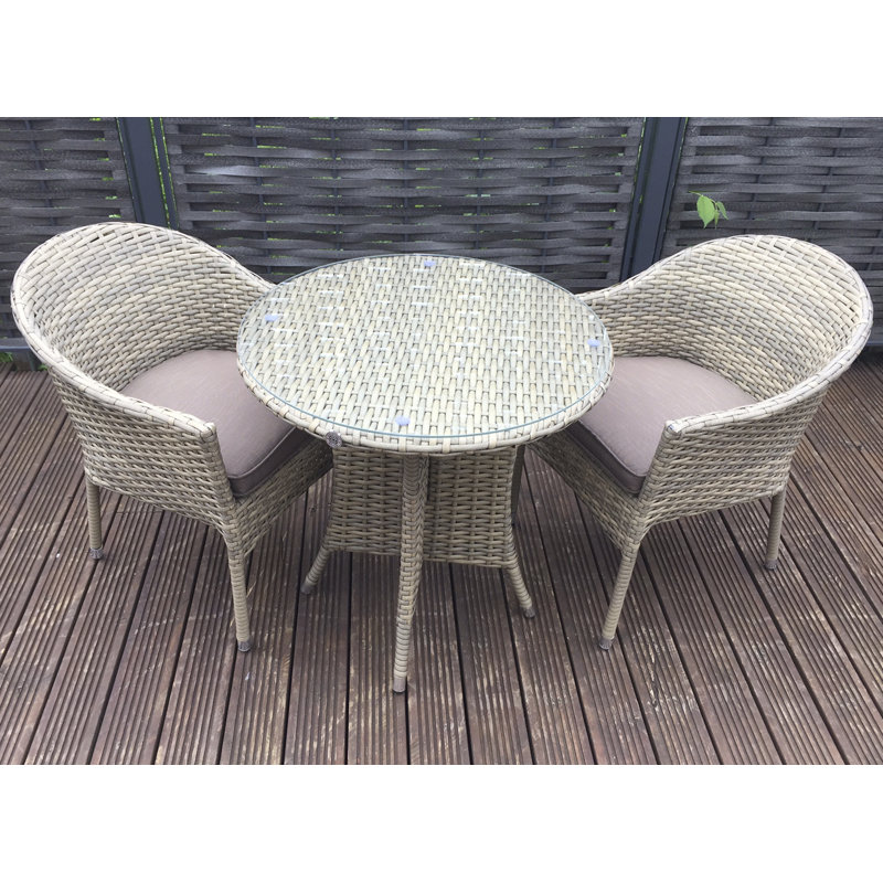 2 - Person Patio Dining Set with Round Table , Cushions Included