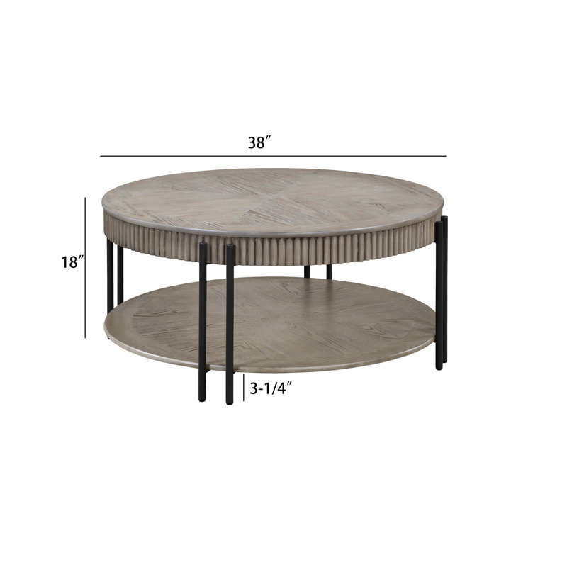 Table basse moderne avec tablette de rangement - brun / brun clair pour les pieds et l'écurie en métal du salon