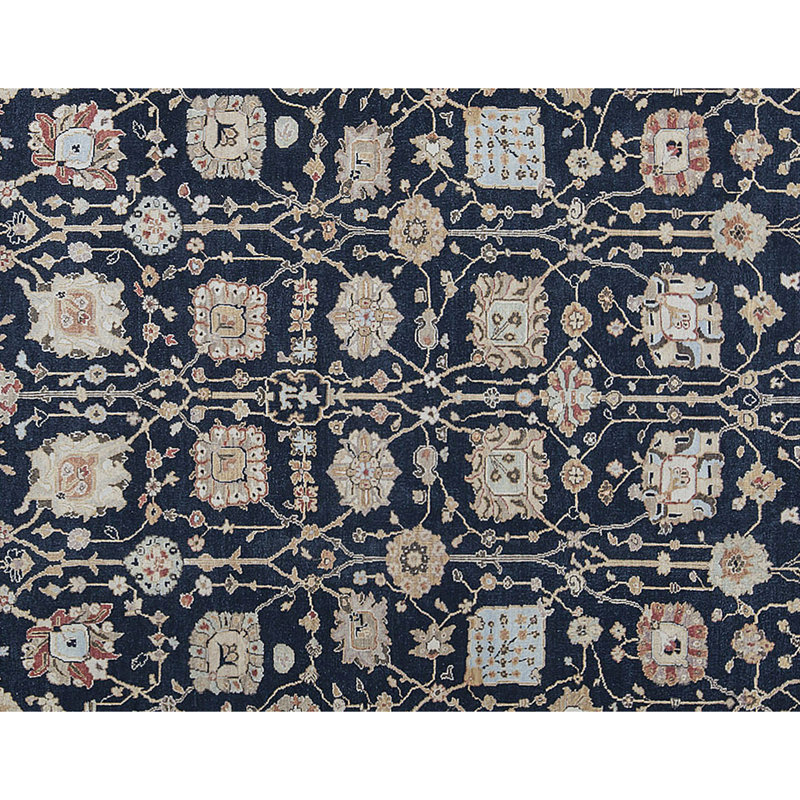Hand-Knotted High-Quality Black and Gold Area Rug