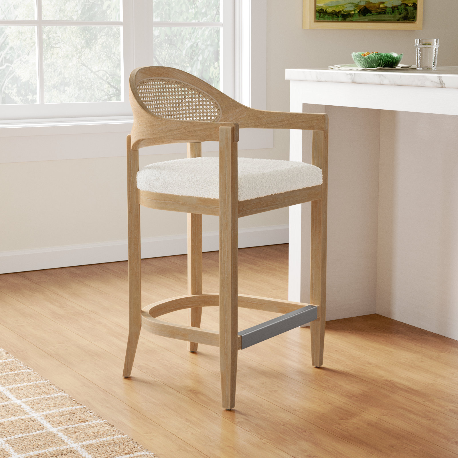 Copley Bar and Counter Stool, Ivory Boucle, Counter Stool (26” Seat Height)