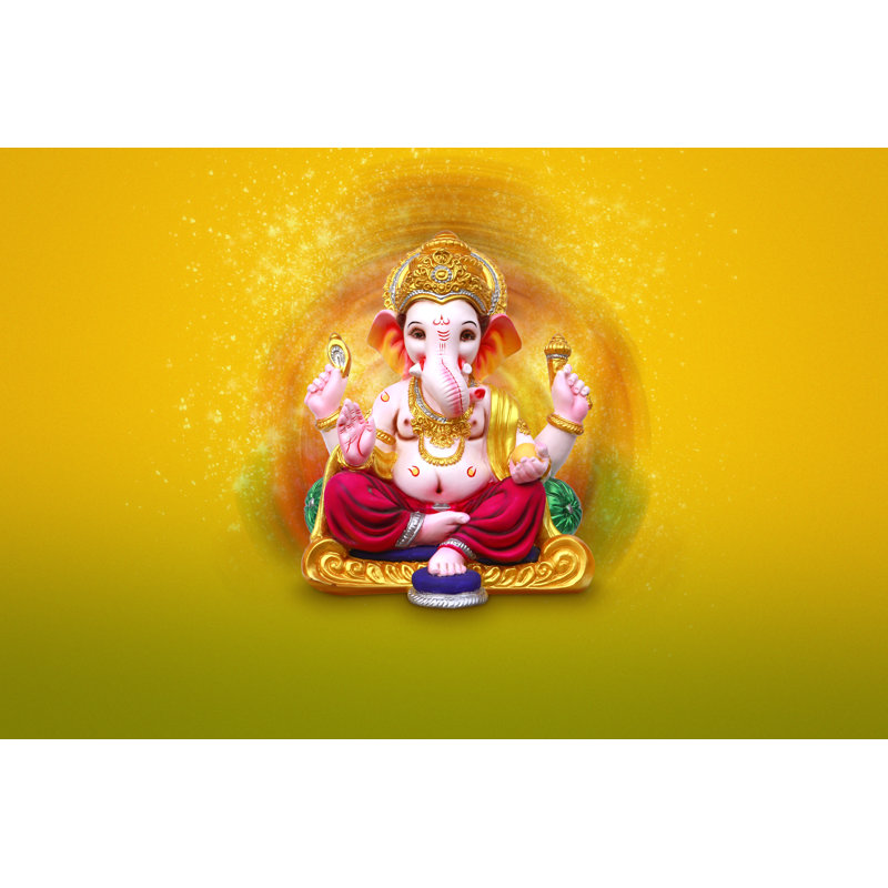 Lord Ganesha - Wrapped Canvas Print, 81cm H x 122cm W x 3.8cm D