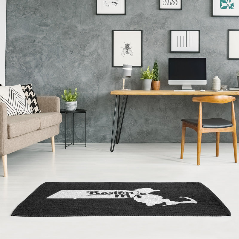 Tapis noir boston massachusetts, Rectangle 5 pi x 7 pi, Non