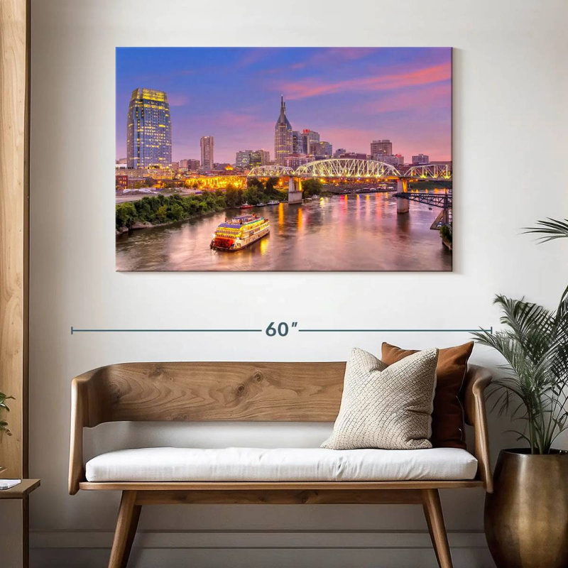 Nashville, coucher de soleil mauve, ciel, H 32 po x l 48 po