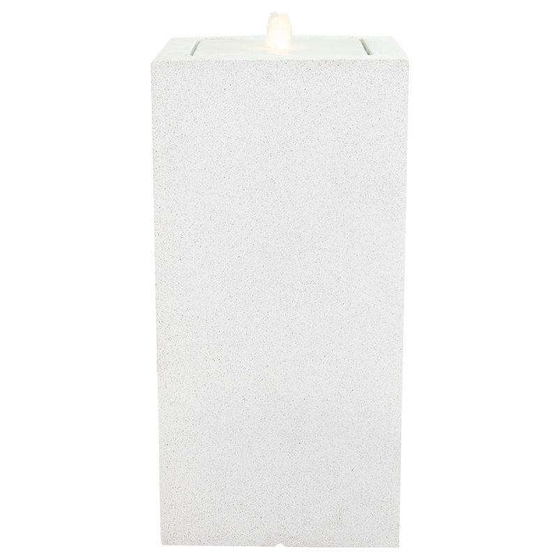 Rectangular Polystone LED Outdoor Bubble Fountain - Fog, Gray, 30" H x 14.5" W x 14.5" D