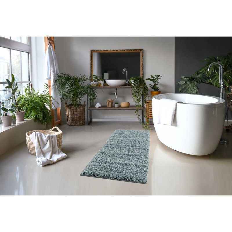 Tapis bleu ardoise Renesha, Tapis de couloir 2 pi x 6 pi