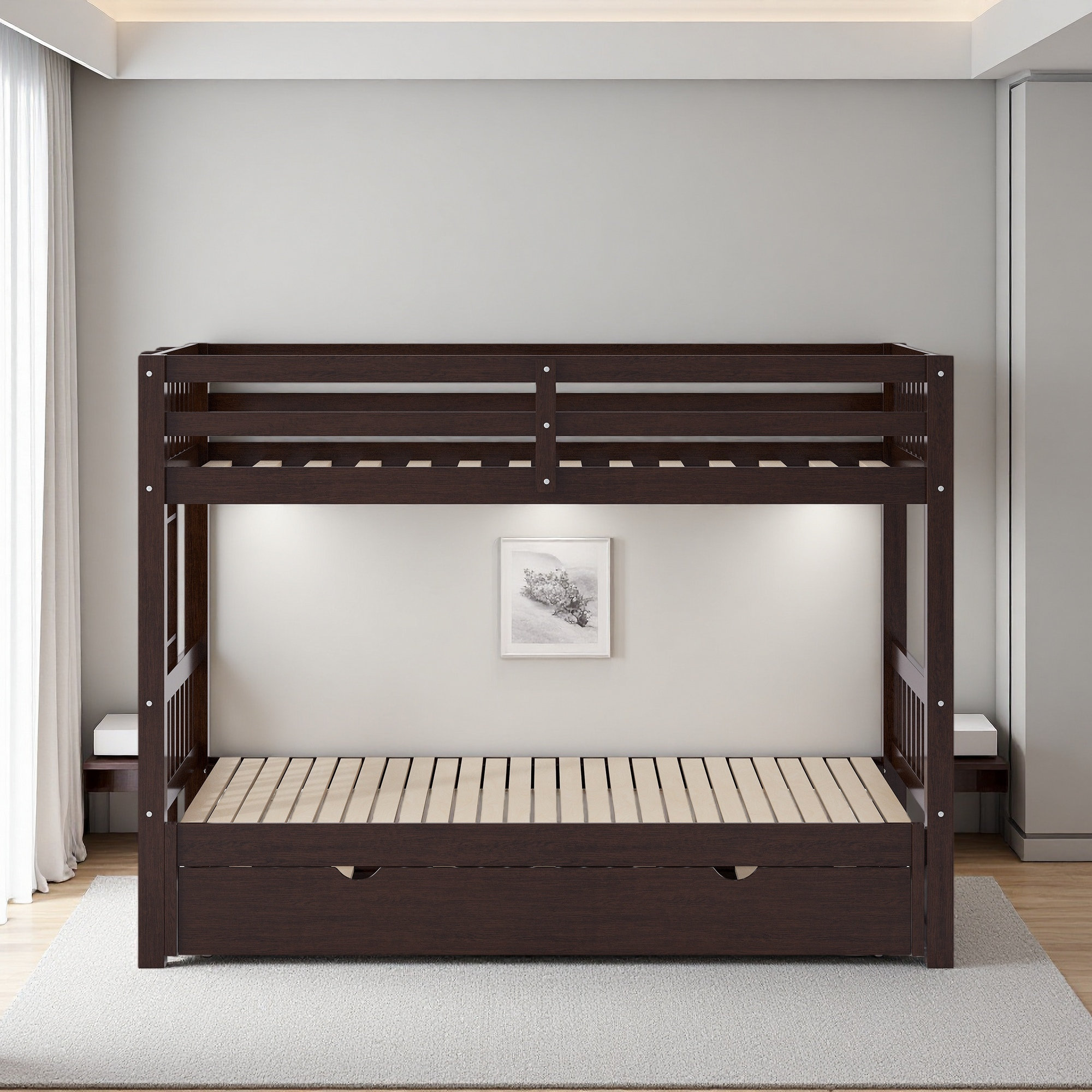 Harriet Bee Twin Over Pull-Out Bunk Bed With Trundle | Wayfair