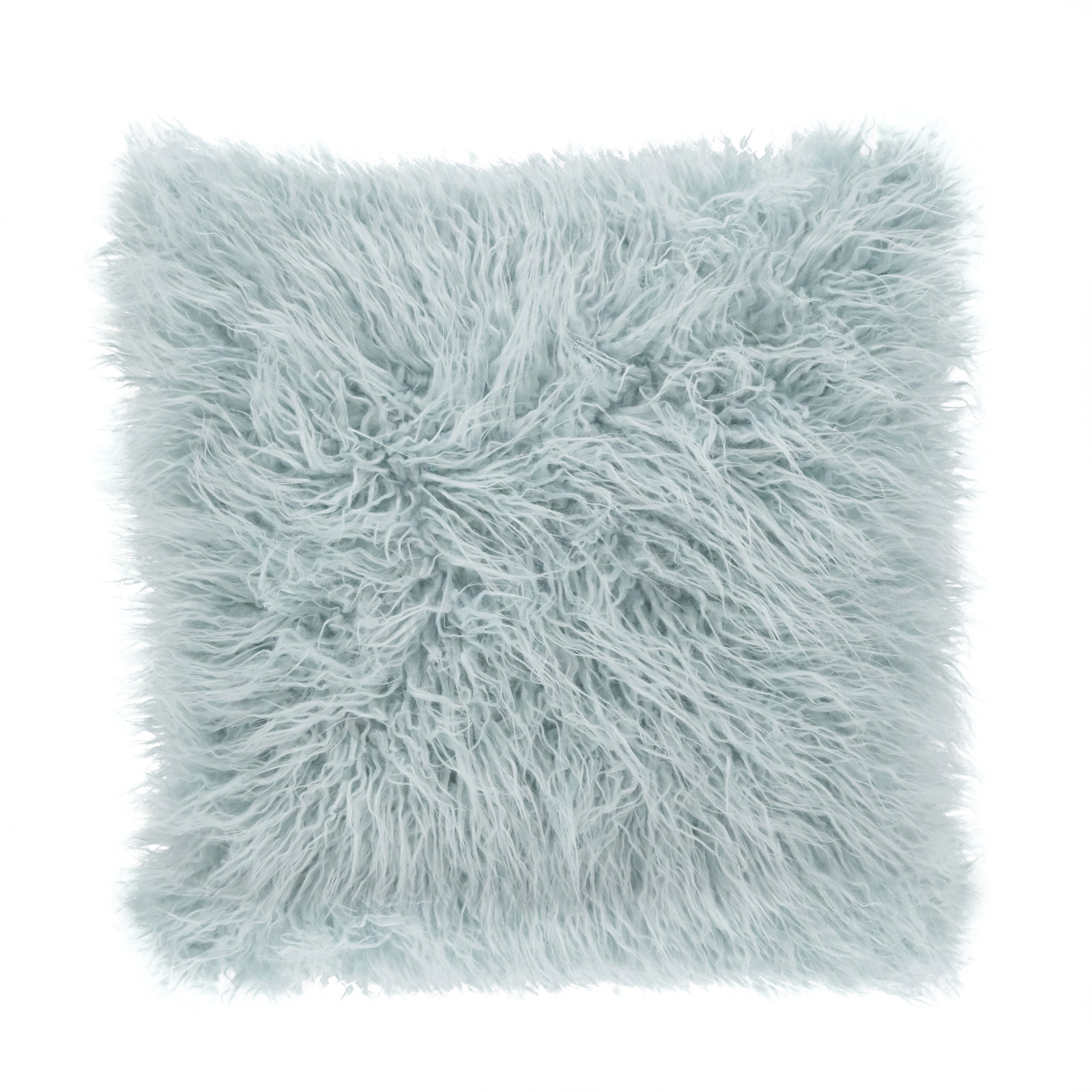 Faux Mongolian Collection Throw Pillow, Ice Blue, 22"H x 22"W