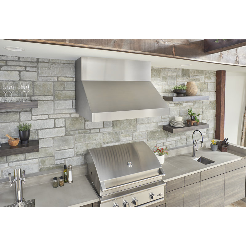 48" Cypress 1200 CFM Ducted Wall Mount Outdoor Range Hood in Silver with Nightlight, 36"