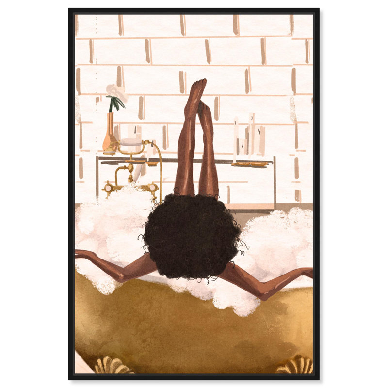 «Warm Bubble Bath», reproduction d'art sur toile tendance par Art Remedy, H 31 po x l 21 po, Structure noire