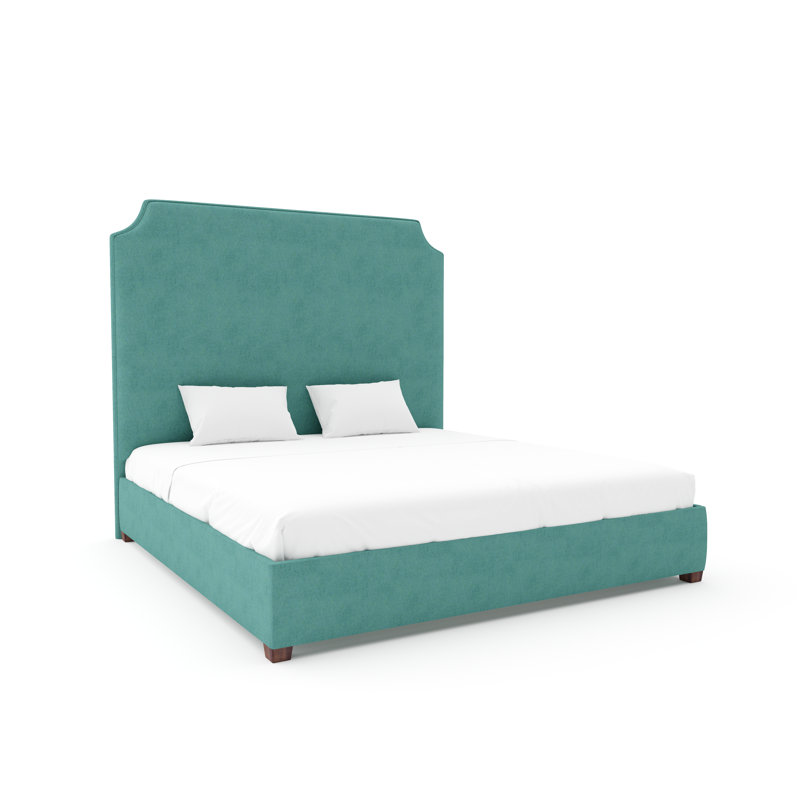 Caldwell Bed With 11" Rails, Rich Tobacco, Posh Life Performance Velvet Caribbean, Twin