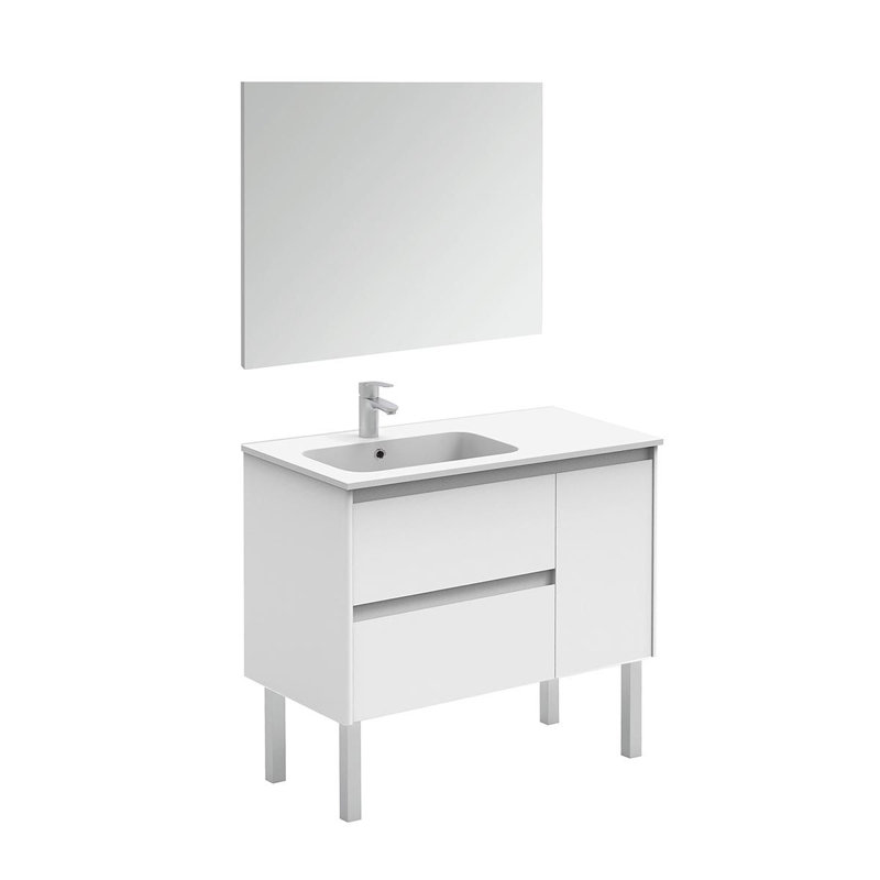 Ambra 36'' Gloss White Single Bathroom Vanity with Mirror