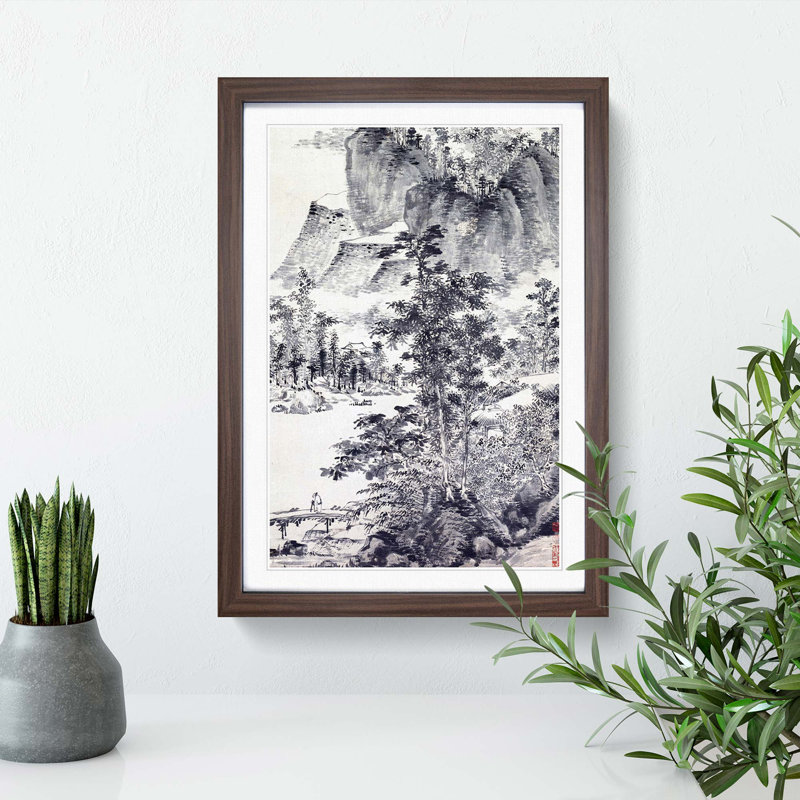 Misty Mountains by Chen Chun - Picture Frame Painting Print, 36cm H x 27cm W x 2cm D, Walnut Framed