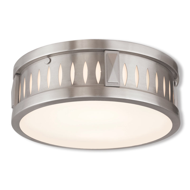 Plafonnier encastré en cristal 2 lumières Baudilio, Nickel brossé