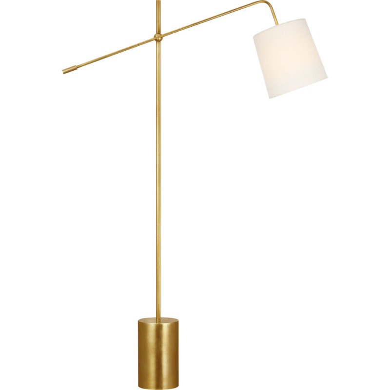 Frederick 52" Pivoting Floor Lamp with Linen Shade, Hand-Rubbed Antique Brass