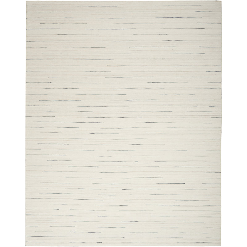 Anerinda Solid Hand Loomed Wool/Cotton Area Rug in Ivory, Rectangle 8' x 10'