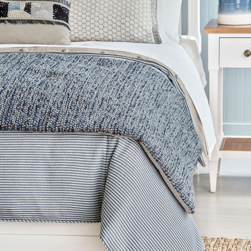 Beau Coastal Polyester Striped Duvet Cover, King Duvet Cover