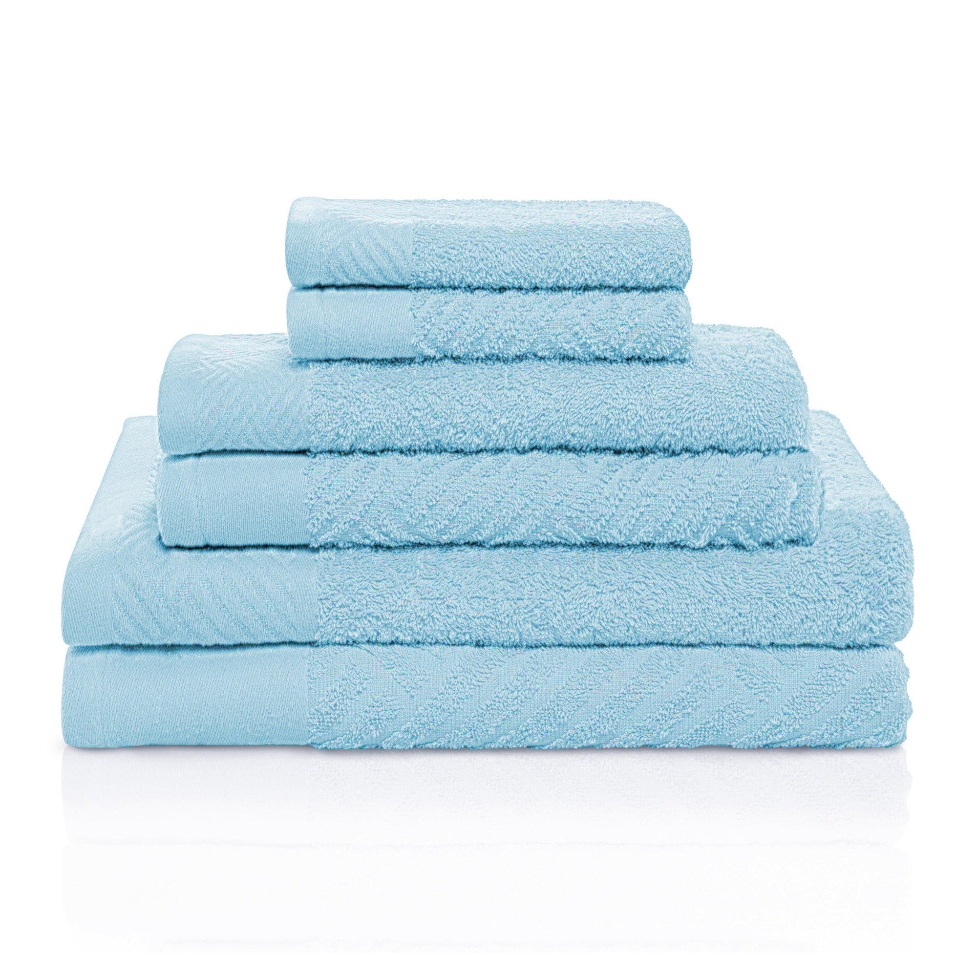 Aldin 6 Piece Certified Egyptian Cotton Towel Set, Sky Blue