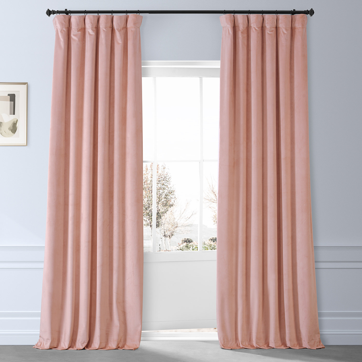 Loria Plush Velvet Blackout Curtain Panel, 50" W x 84" L, Apricot Blossom